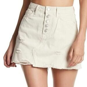 Free People Off-White Distressed Mini Skirt